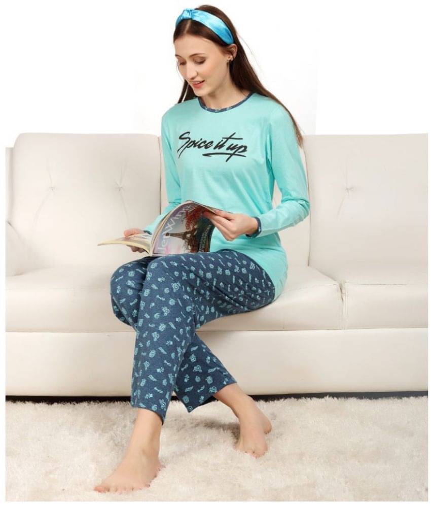 DAYAKU Hosiery Nightsuit Sets - Blue Single DAYAKU Hosiery Nightsuit Sets - Blue Single