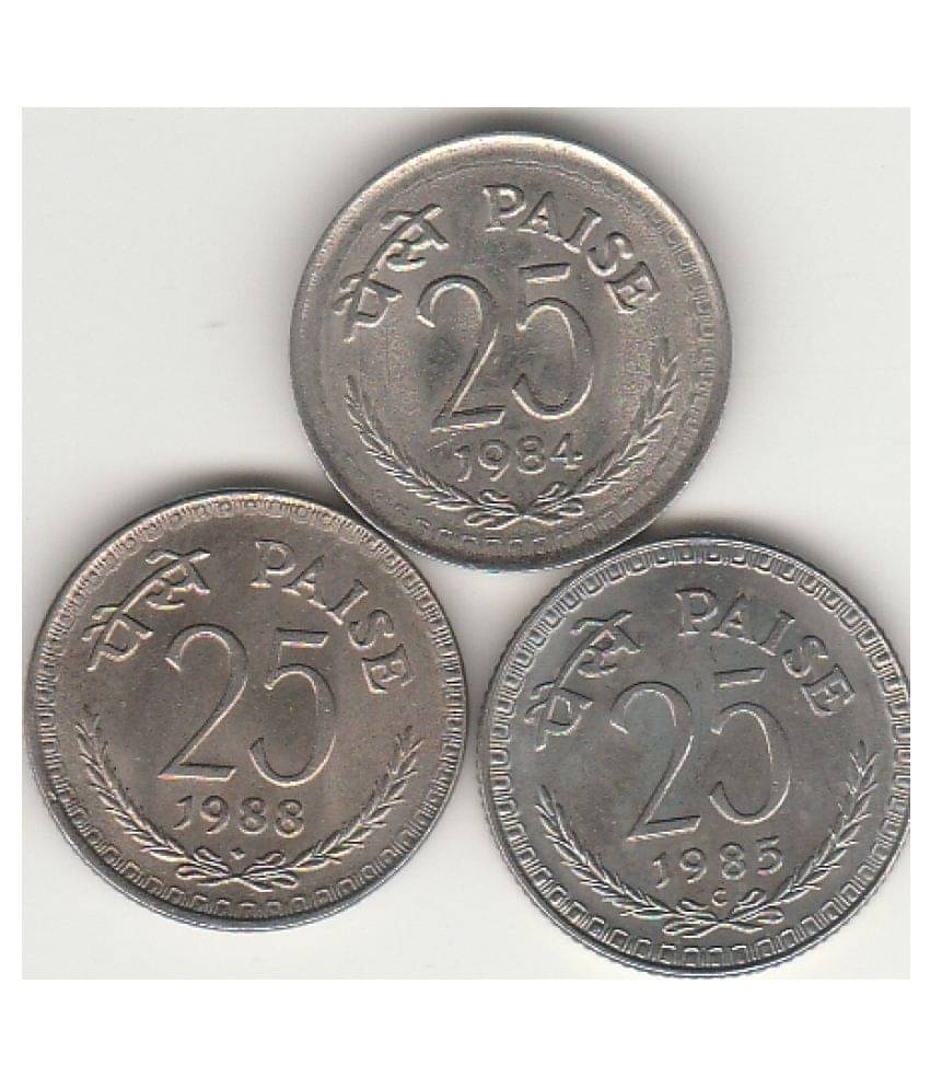     			NUMISMATTECLY RARE AND COLLECTIBLE .25 PESSA 1984 COLCATTA MINT-1985,[C] ROYAL MINT OTTOWA,CANNADA MINT  AND -1988-BOMBAY MINT THREE C01N SET EXTRA FINE TO GEM UNC CONDITION .