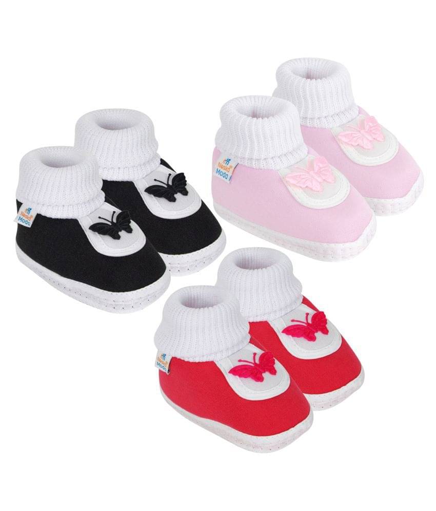     			Neska Moda Unisex Booties For 6 To 9 Months (Black,Green,Maroon)