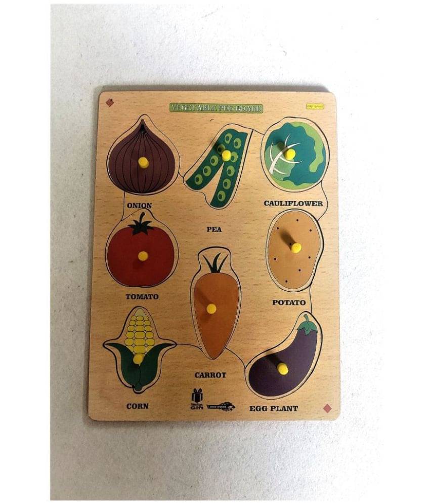 PETERS PENCE Wooden Multi-Color 8 SET OF VEGETABLE PUZZLE Board for Kids PETERS PENCE Wooden Multi-Color 8 SET OF VEGETABLE PUZZLE Board for Kids