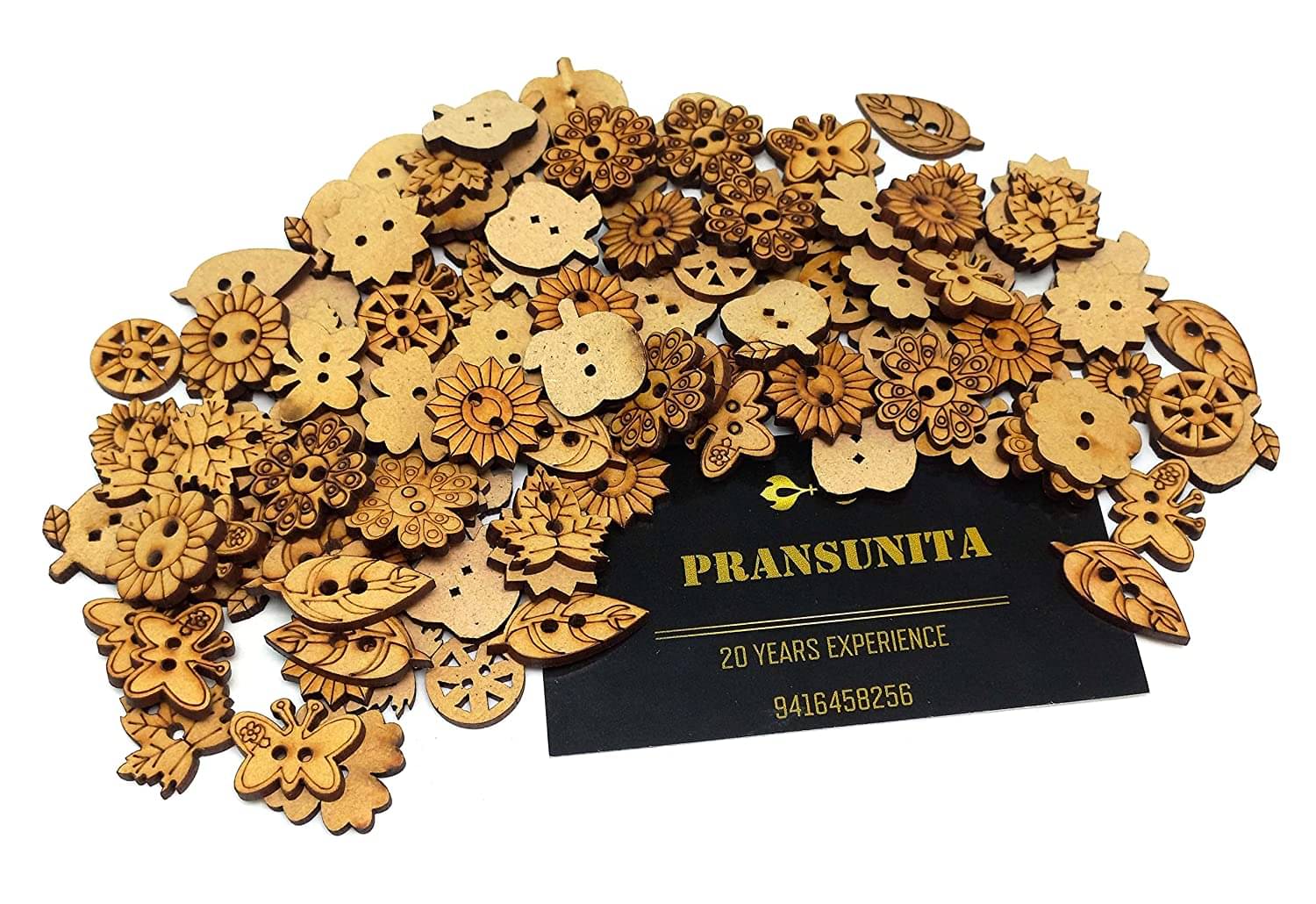     			PRANSUNITA Designer Wooden Collection Buttons 2 Holes, 20 mm for DIY Crafting, Knitting, Crochet, Scrapbooking, Sewing, Card Making and Embellishments Bracelets (95 Mix Brown Buttons)
