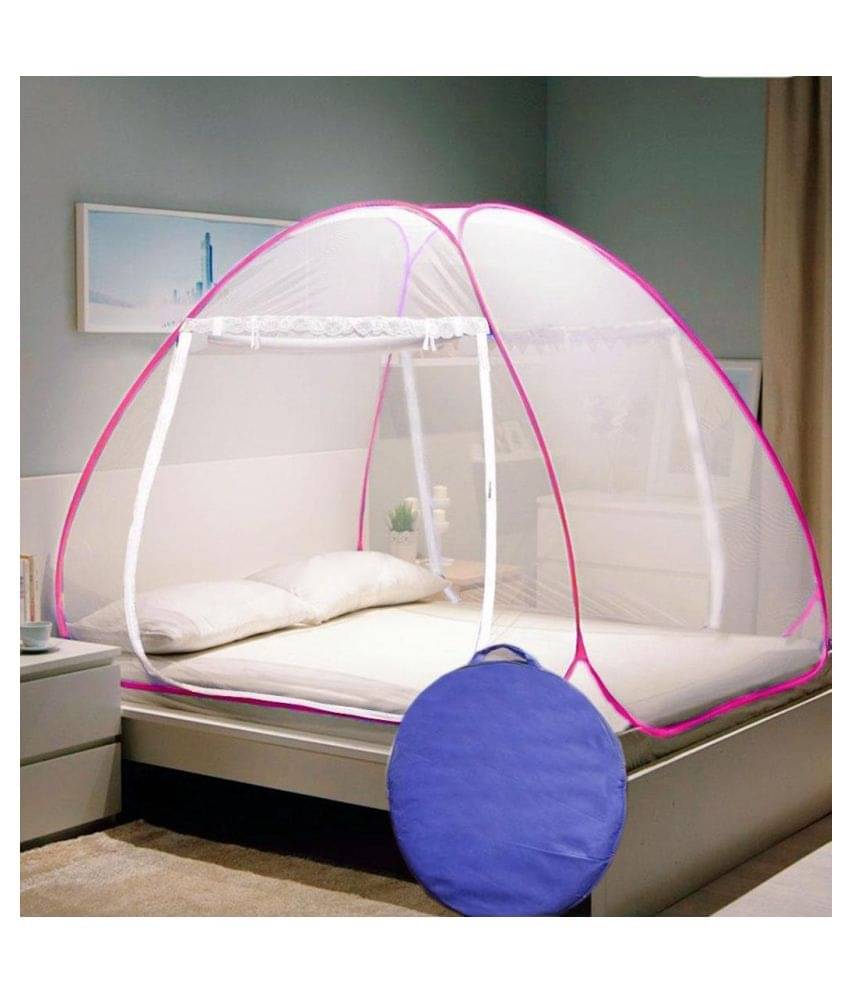     			RIDDHI Double Pink Plain Mosquito Net, Machardani
