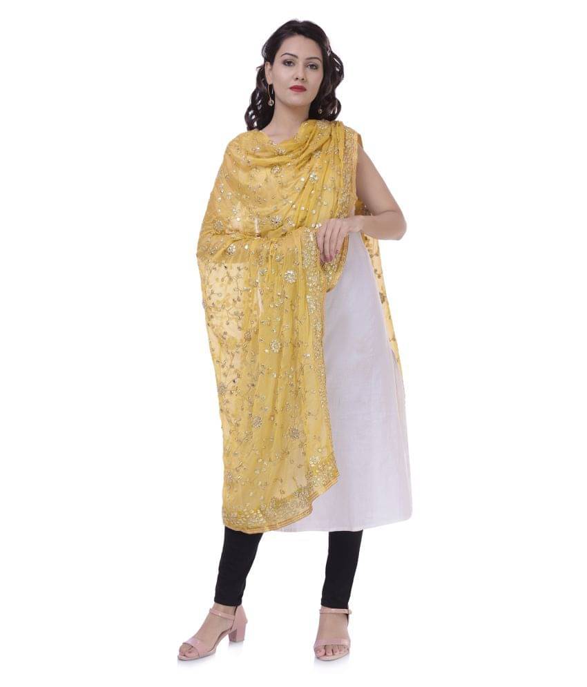 Raj Gold Crepe Dupatta - Single Raj Gold Crepe Dupatta - Single