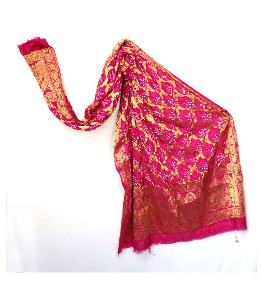    			Raj Pink Banarasi Silk Dupatta - Single