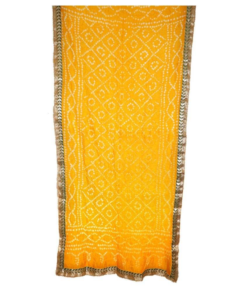     			Raj Yellow Art Silk Tie & Dye Dupatta - Single