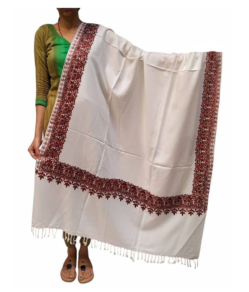 Soul Essence White Kashmiri Shawl - Single - Dupattas & Shawls | Buy online on ZillyBuy