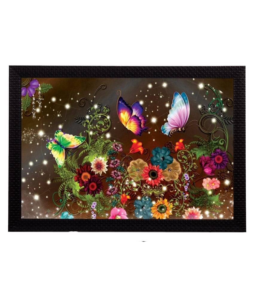     			eCraftIndia Multicoloured Floral UV Wall Art