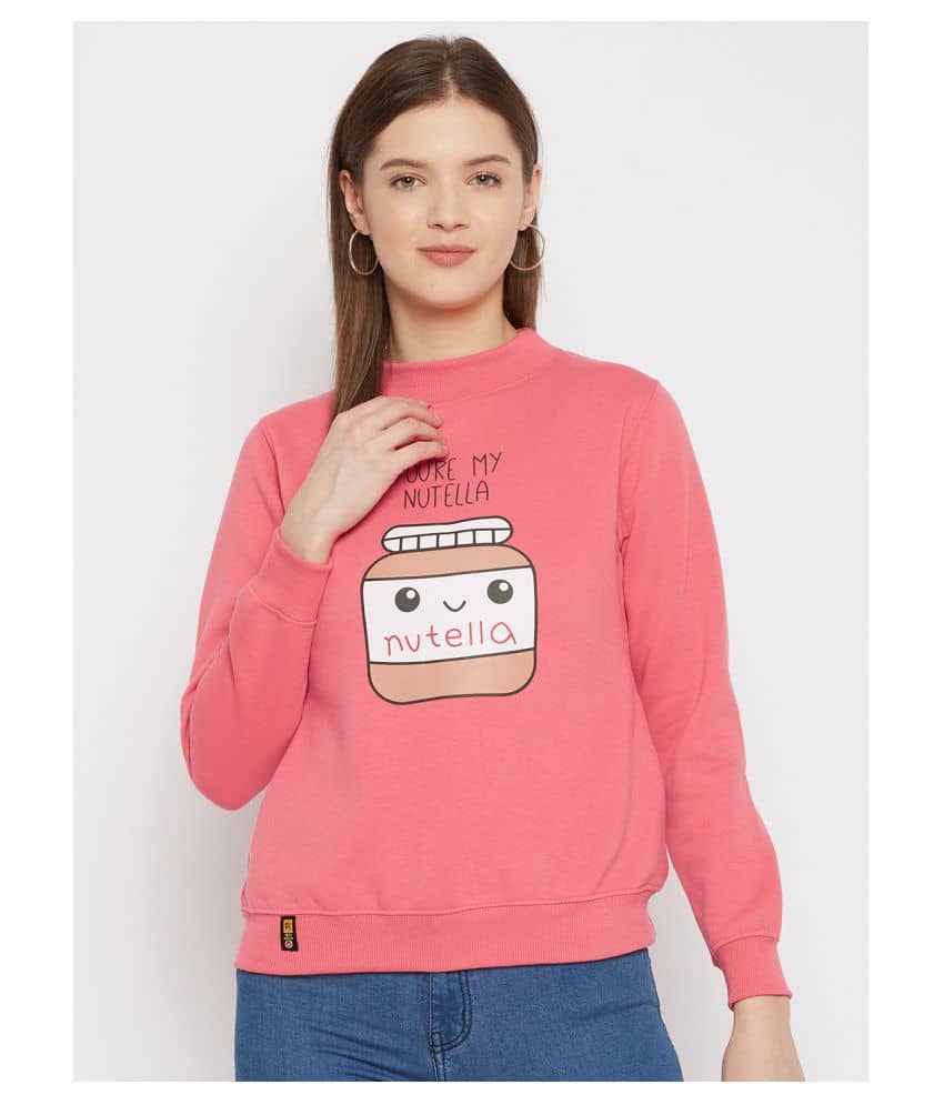 First Krush Fleece Pink Non Hooded Sweatshirt