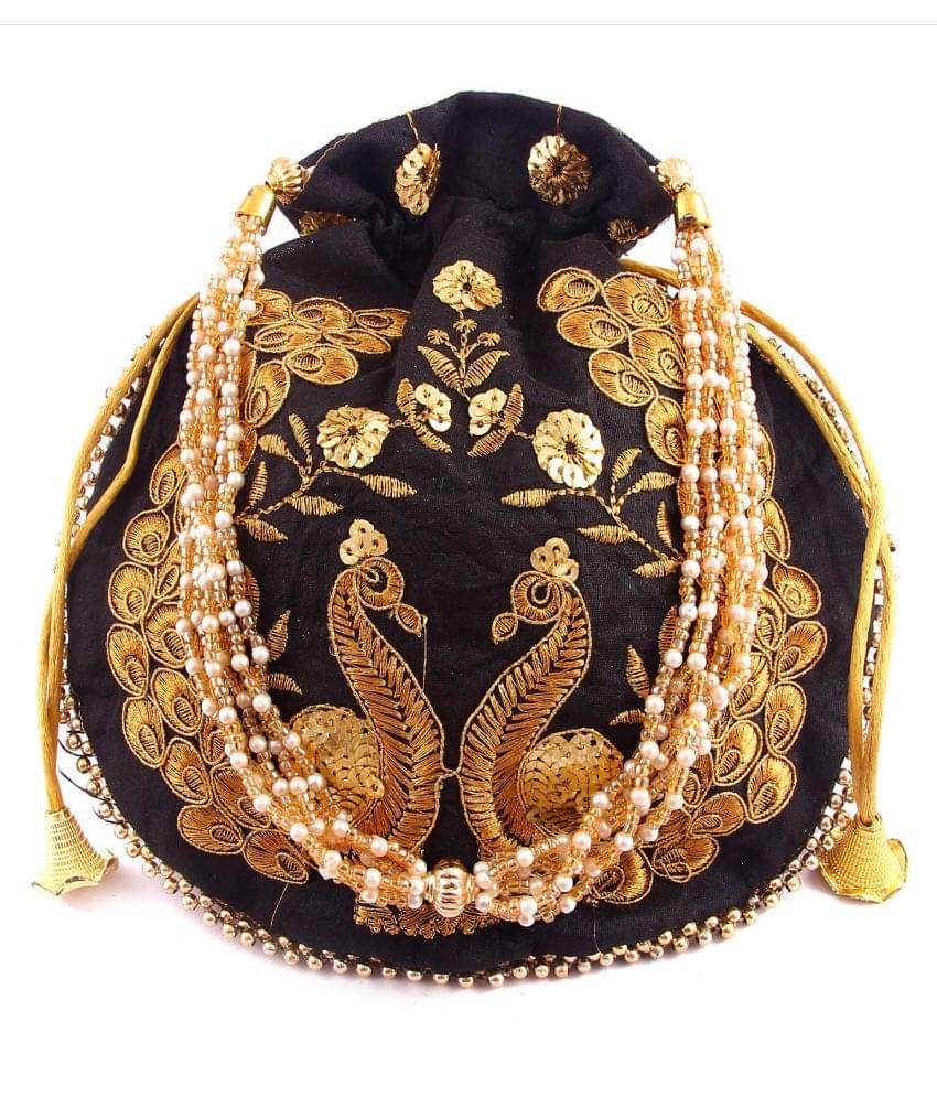     			Raj Black Silk Potli