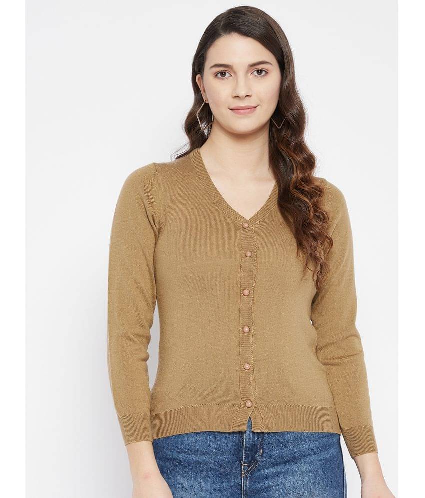 zigo Women Woollen V-Neck Cardigan ( Brown ) zigo Women Woollen V-Neck Cardigan ( Brown )