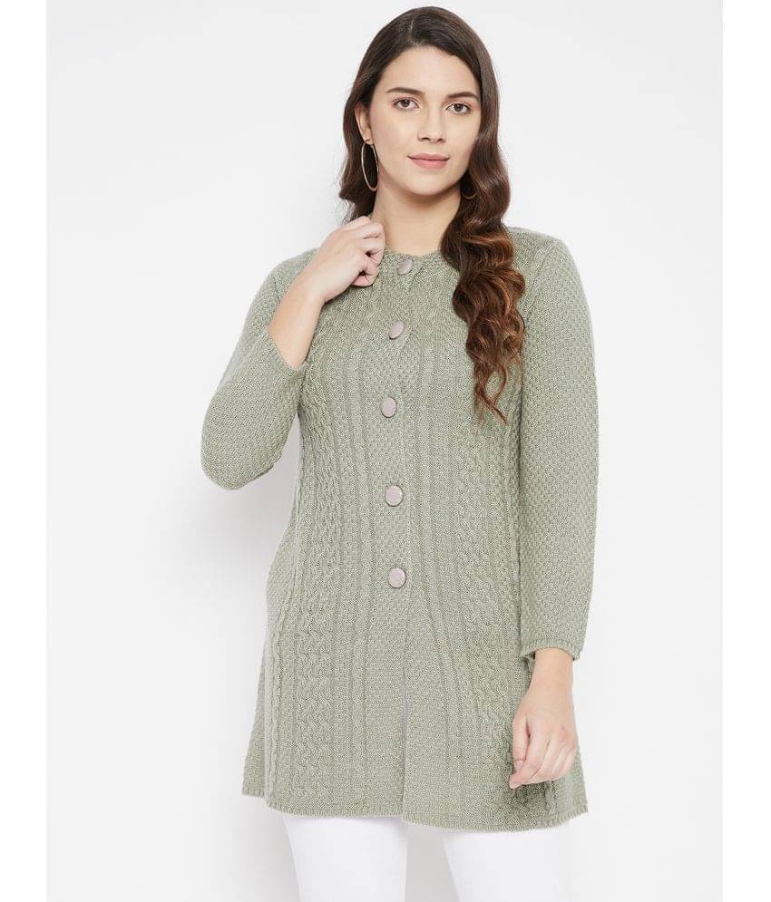     			zigo Woollen Green Buttoned Cardigans -