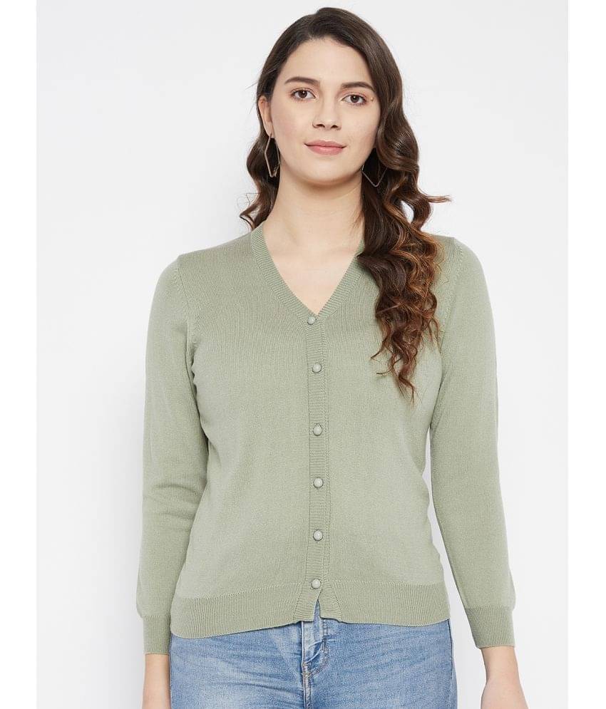 zigo Women Woollen V-Neck Cardigan ( Green )     			zigo Women Woollen V-Neck Cardigan ( Green )