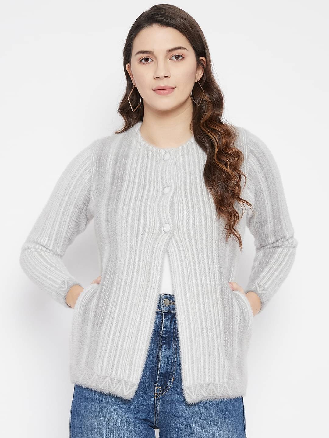 zigo Woollen Grey Buttoned Cardigans - zigo Woollen Grey Buttoned Cardigans -