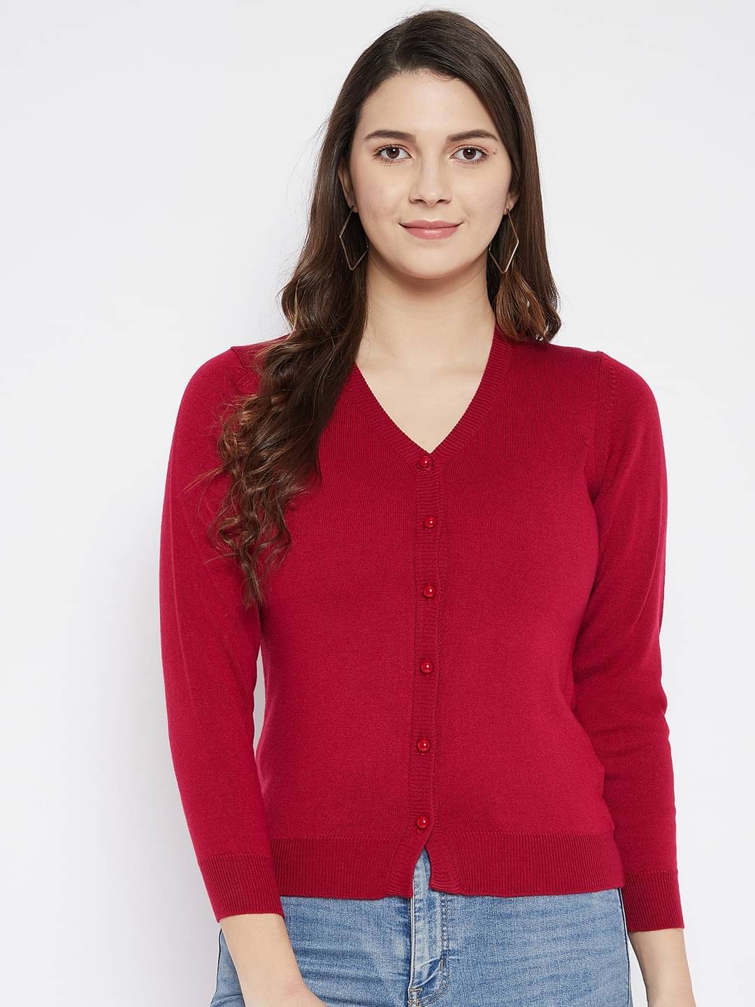 zigo Woollen Maroon Buttoned Cardigans - zigo Woollen Maroon Buttoned Cardigans -
