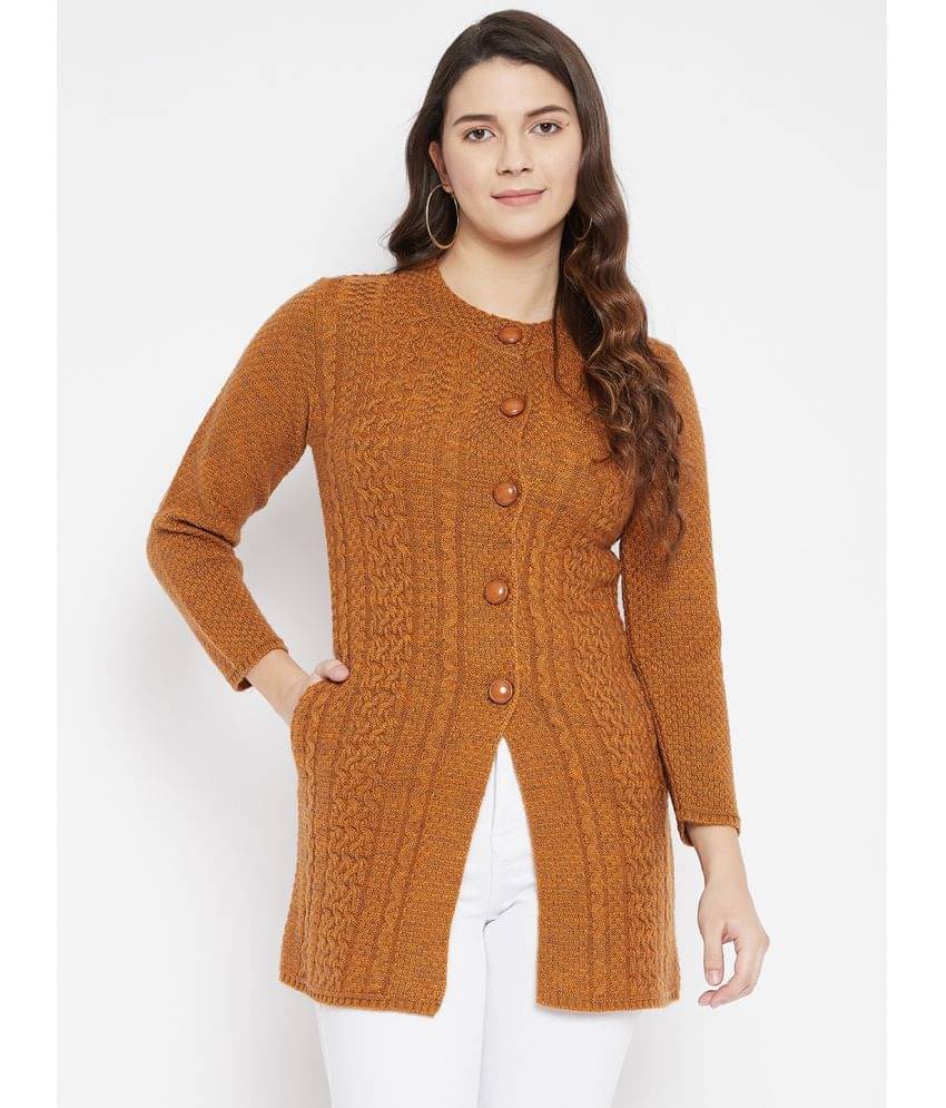     			zigo Women Woollen Round Neck Cardigan ( Orange )