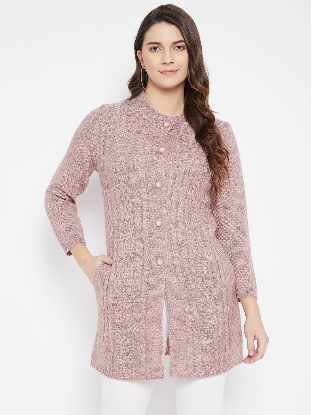 zigo Woollen Purple Buttoned Cardigans - zigo Woollen Purple Buttoned Cardigans -