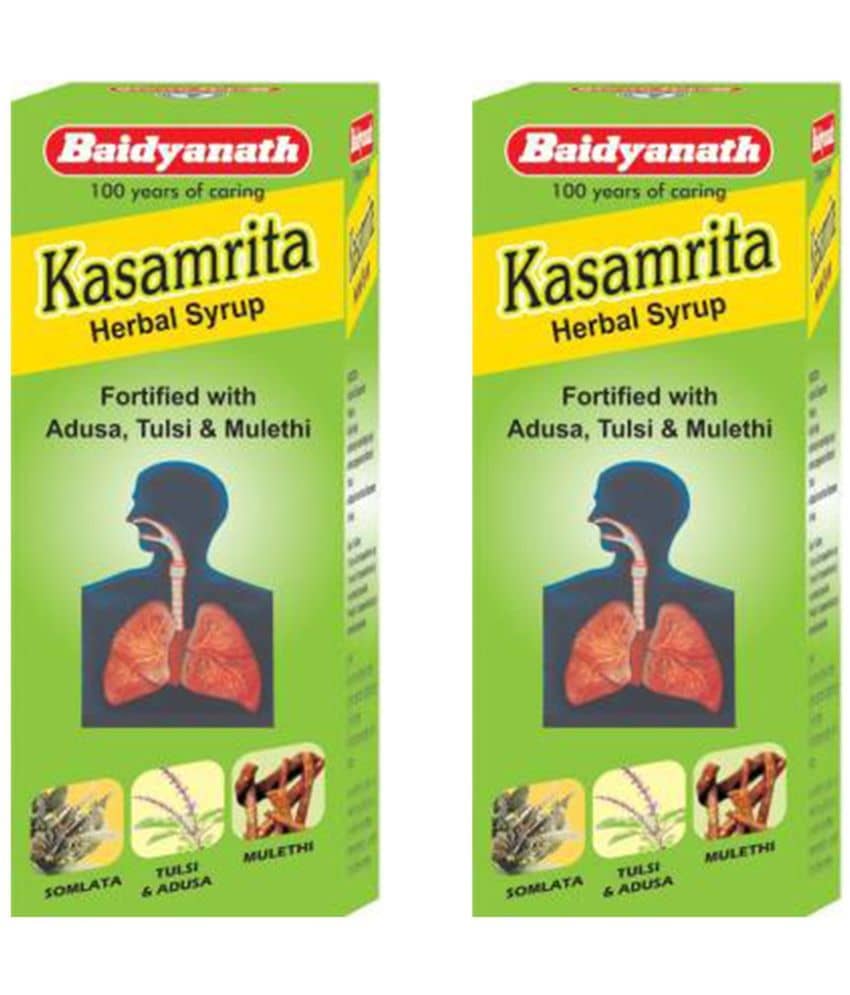 Baidyanath Kasamrit Herbal Cough Syrup Liquid 100 Ml Pack of 2