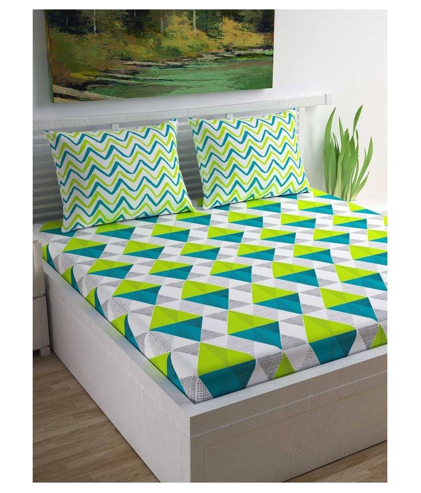     			DIVINE CASA Cotton Double Bedsheet with 2 Pillow Covers ( 254 cm x 222 cm )