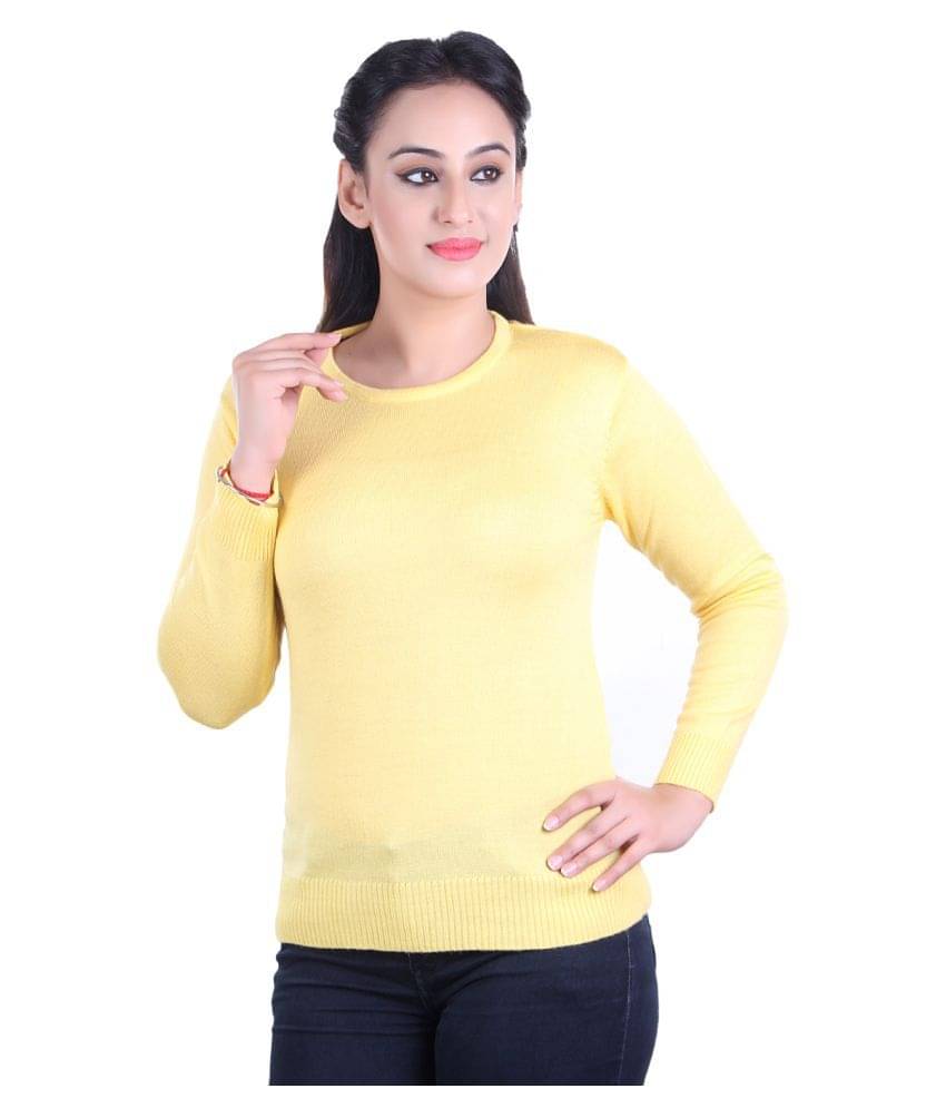    			Ogarti Women Acrylic Round Neck Pullover ( Yellow )