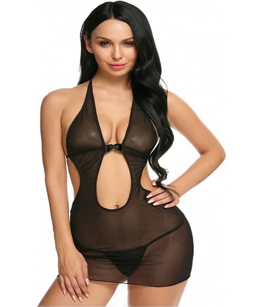 CELOSIA Net Baby Doll Dresses With Panty - Black Single - Nightwear & Loungewear | Buy online on ZillyBuy