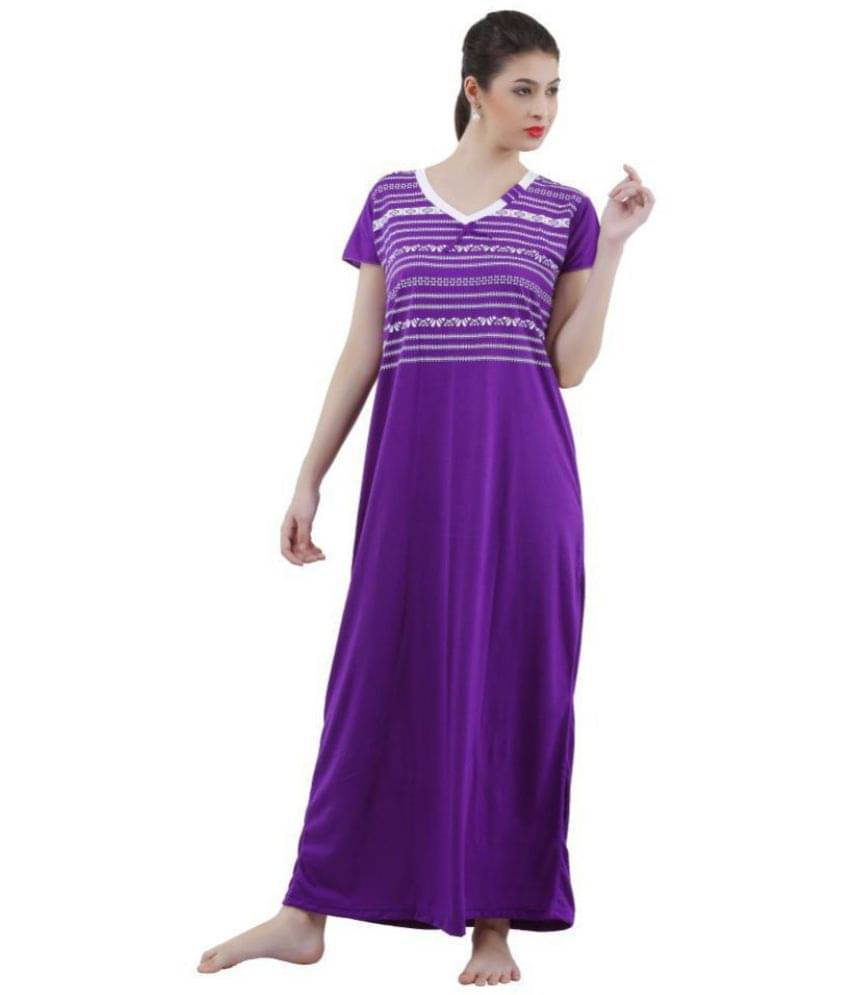     			Reposey Viscose Night Dress - Purple Single