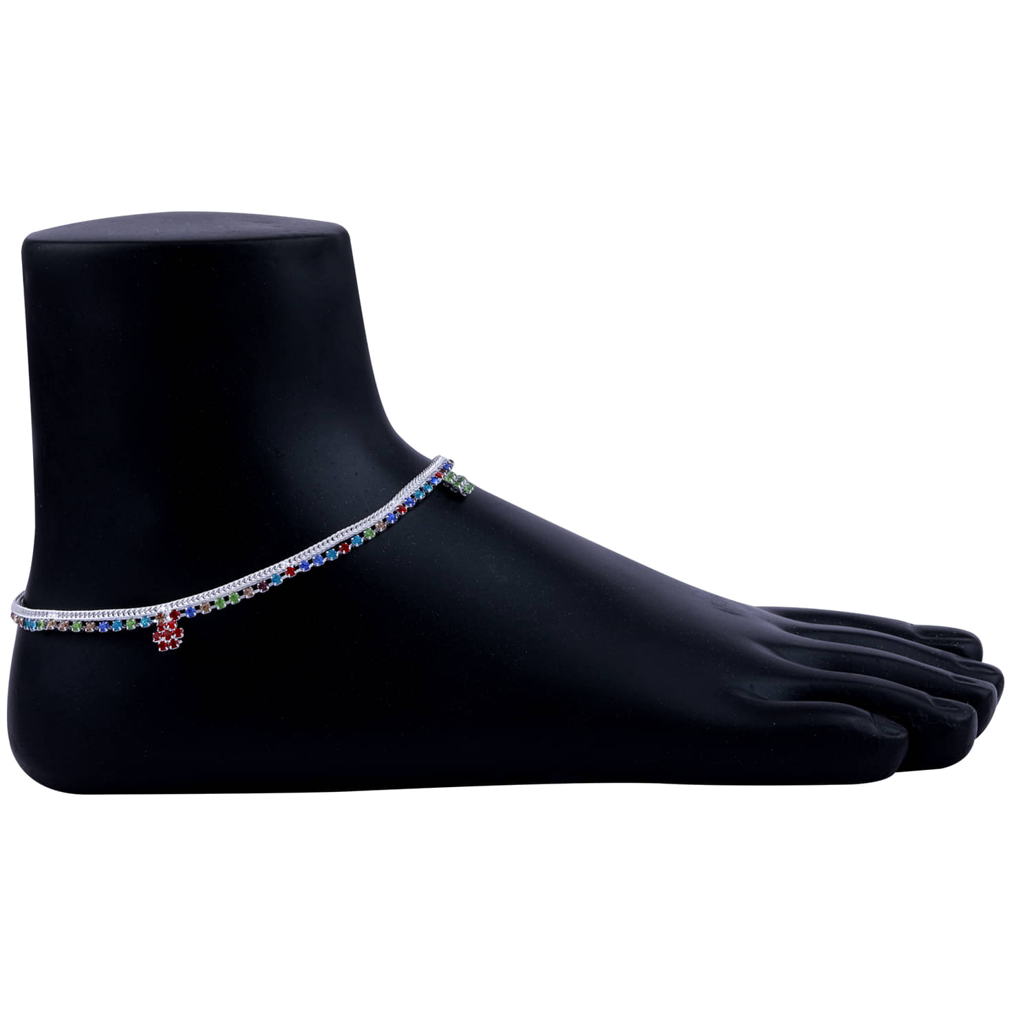 Silver Plated stylish Multi Color Payal Anklet For Women And Girl. Silver Plated stylish Multi Color Payal Anklet For Women And Girl.
