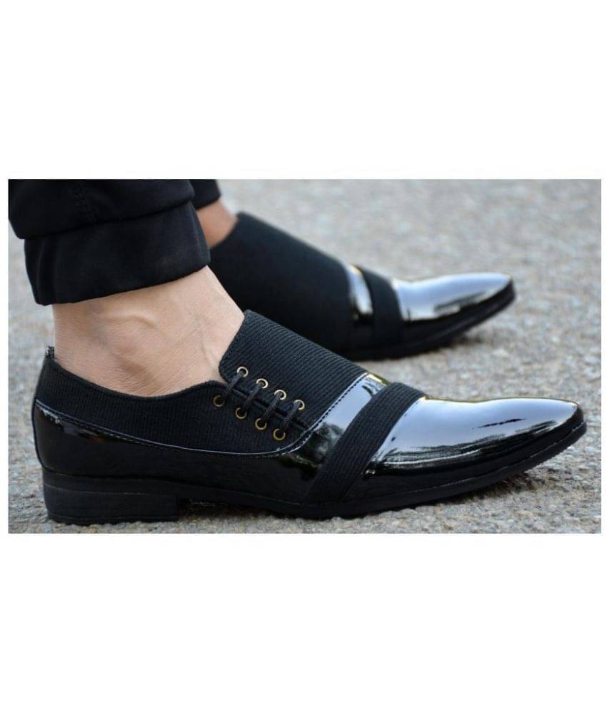    			Aadi Black Men's Derby Formal Shoes