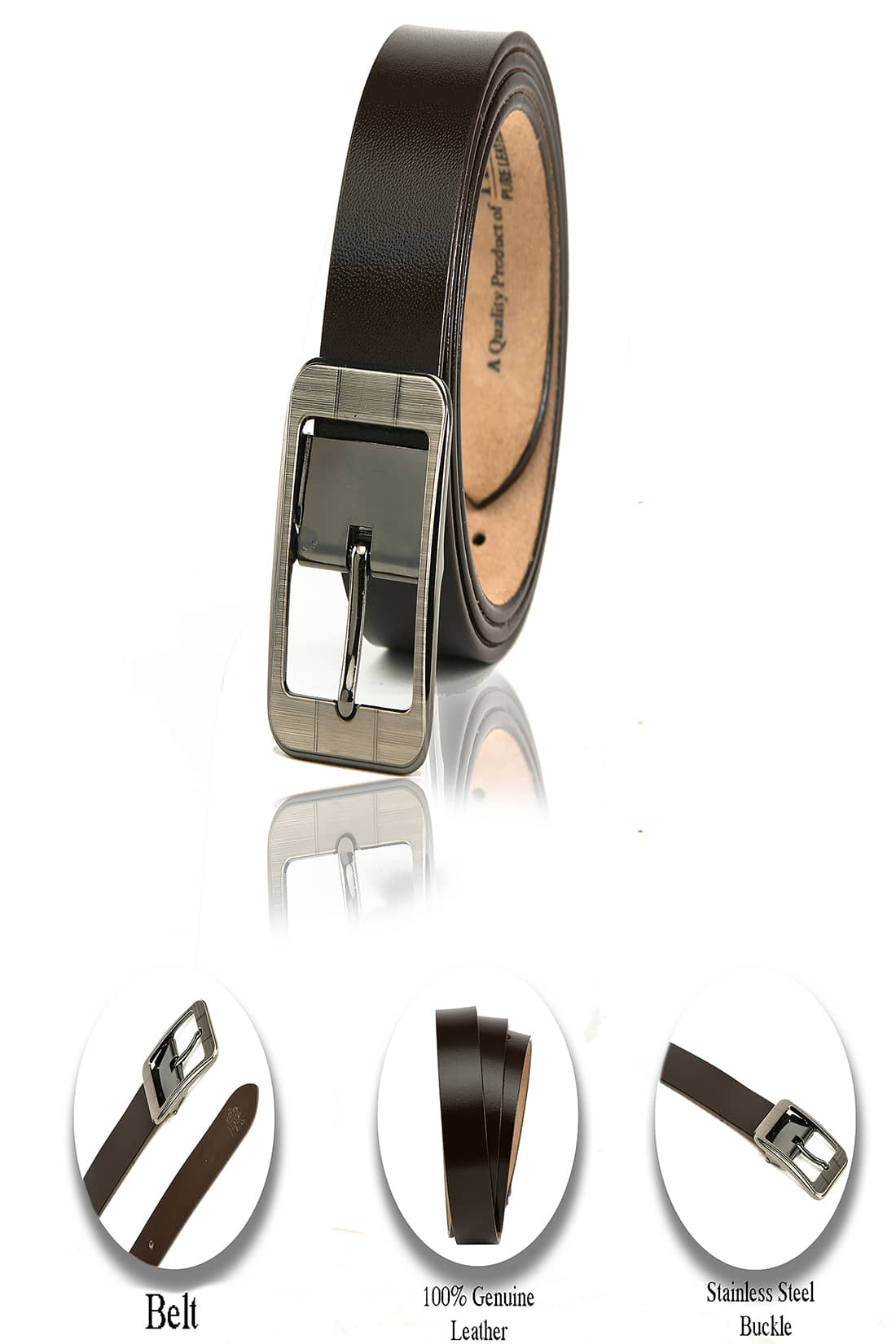 Runsi Brown Leather Casual Belt Pack of 1
