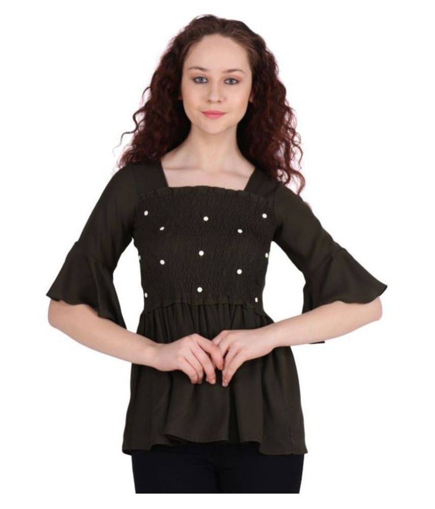     			POPWINGS Women's Polyester Regular Top ( Green )