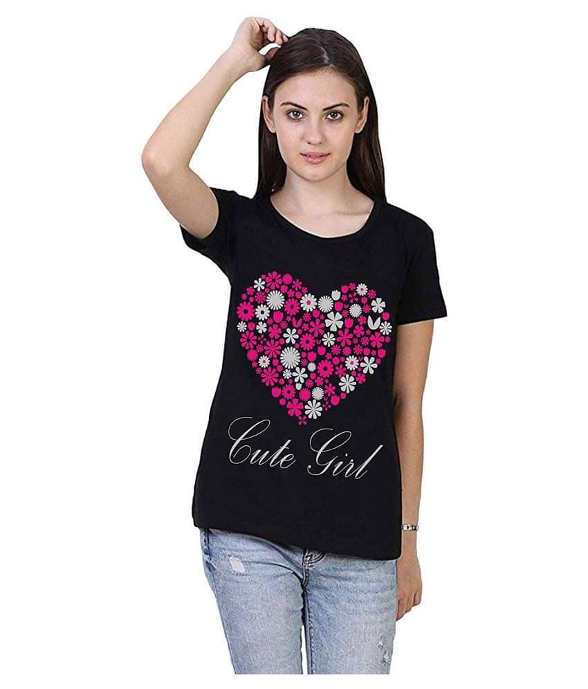 MIST N FOGG Women Cotton Regular Fit Round Neck T-Shirt ( Black ) MIST N FOGG Women Cotton Regular Fit Round Neck T-Shirt ( Black )