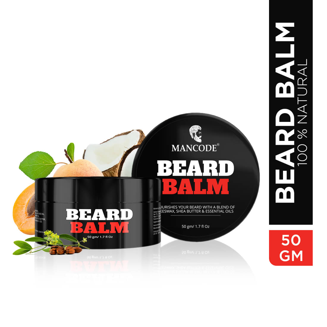     			Mancode Beard Balm For Men - 50gm , Softens Moisturizes Mooch & Beard , Volumizes Beards Pack of 1)