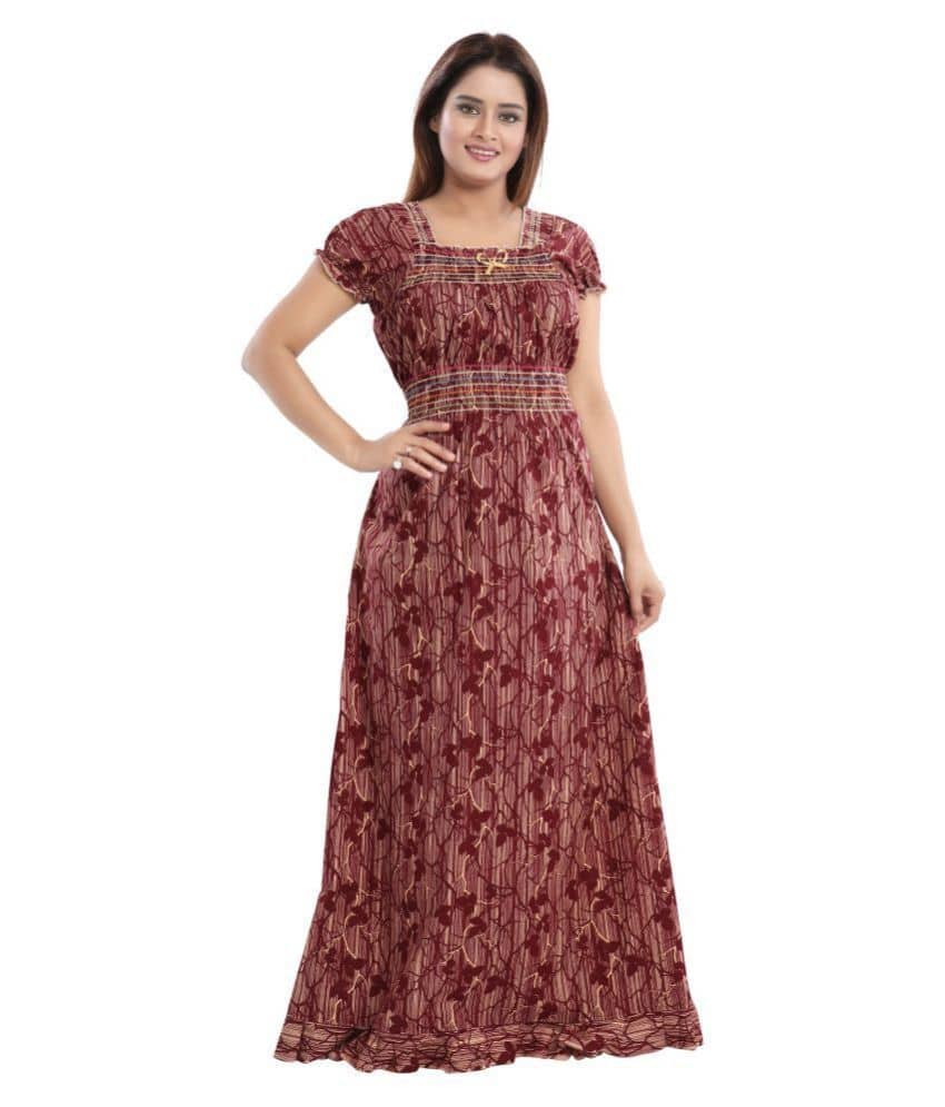 Cinco - Multicolor Cotton Women's Nightwear Nighty & Night Gowns ( Pack of 1 ) - Nightwear & Loungewear | Buy online on ZillyBuy