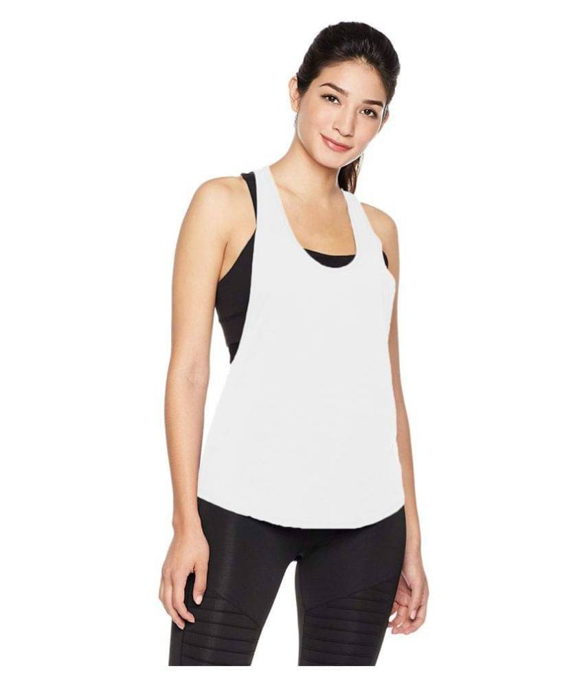 THE BLAZZE Cotton Tank Tops - White     			THE BLAZZE Cotton Tank Tops - White