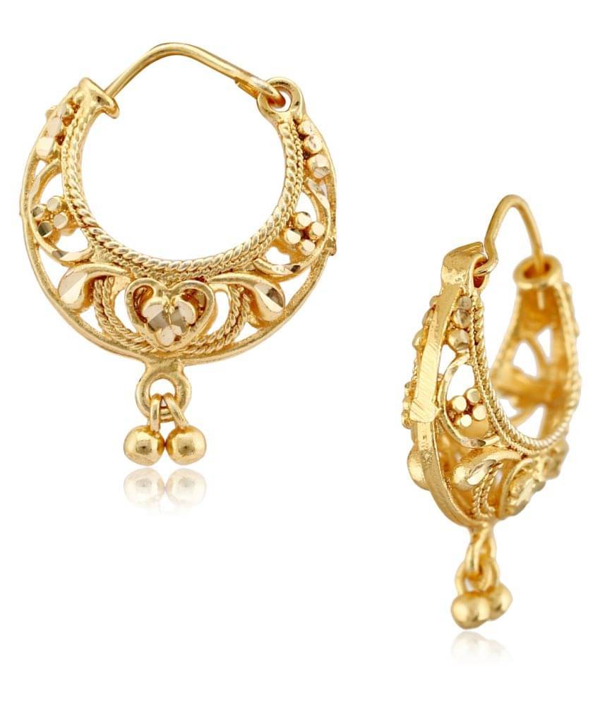     			Vighnaharta - Golden Bali Earrings ( Pack of 1 )