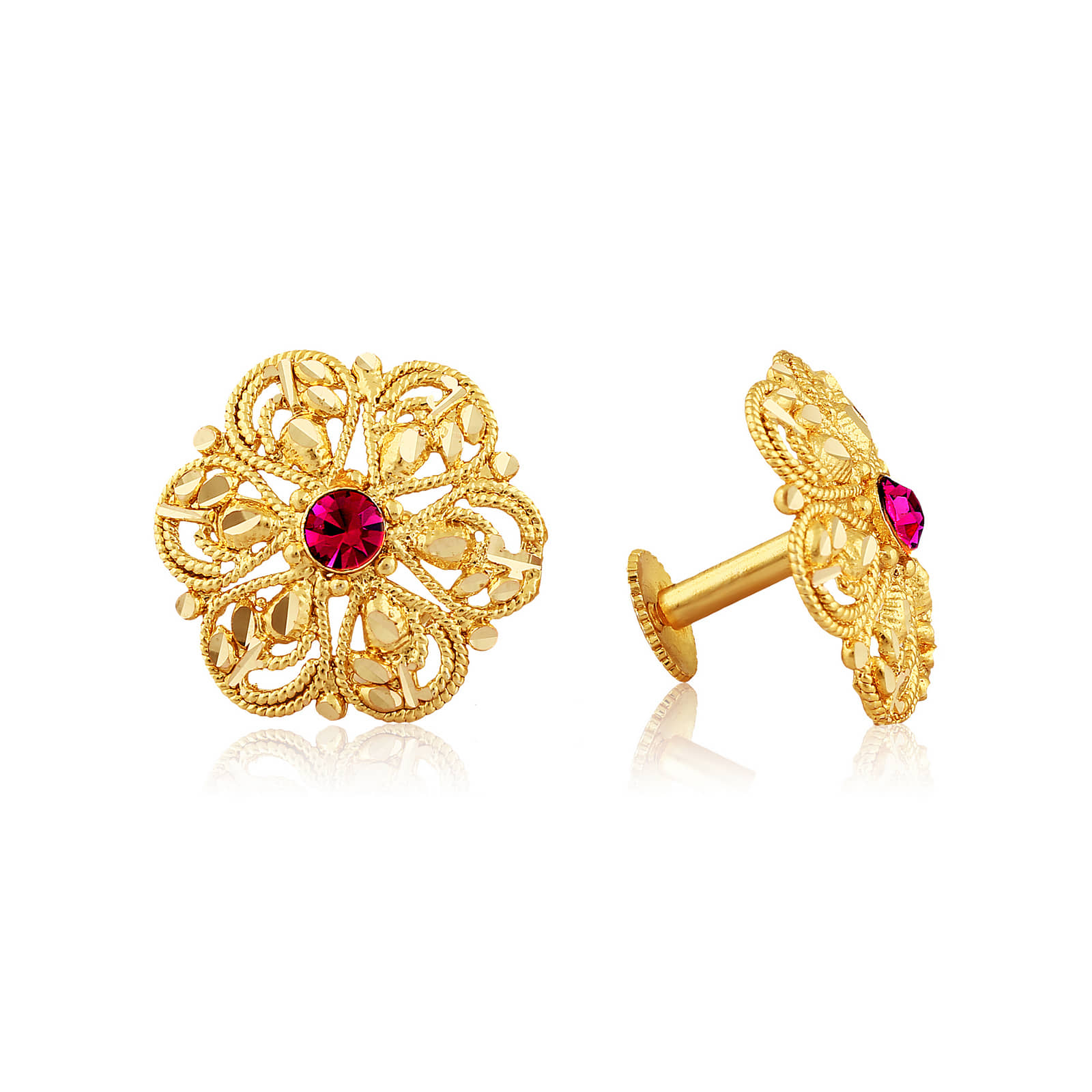 Vighnaharta - Golden Stud Earrings ( Pack of 1 ) - Earrings | Buy online on ZillyBuy