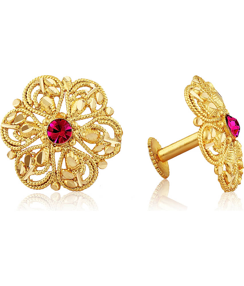 Vighnaharta - Golden Stud Earrings ( Pack of 1 ) - Earrings | Buy online on ZillyBuy