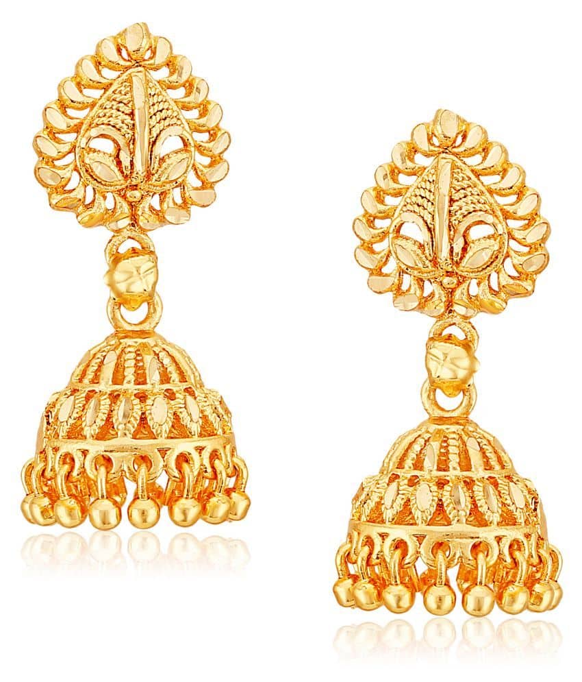 Vighnaharta - Golden Jhumki Earrings ( Pack of 1 ) - Earrings | Buy online on ZillyBuy