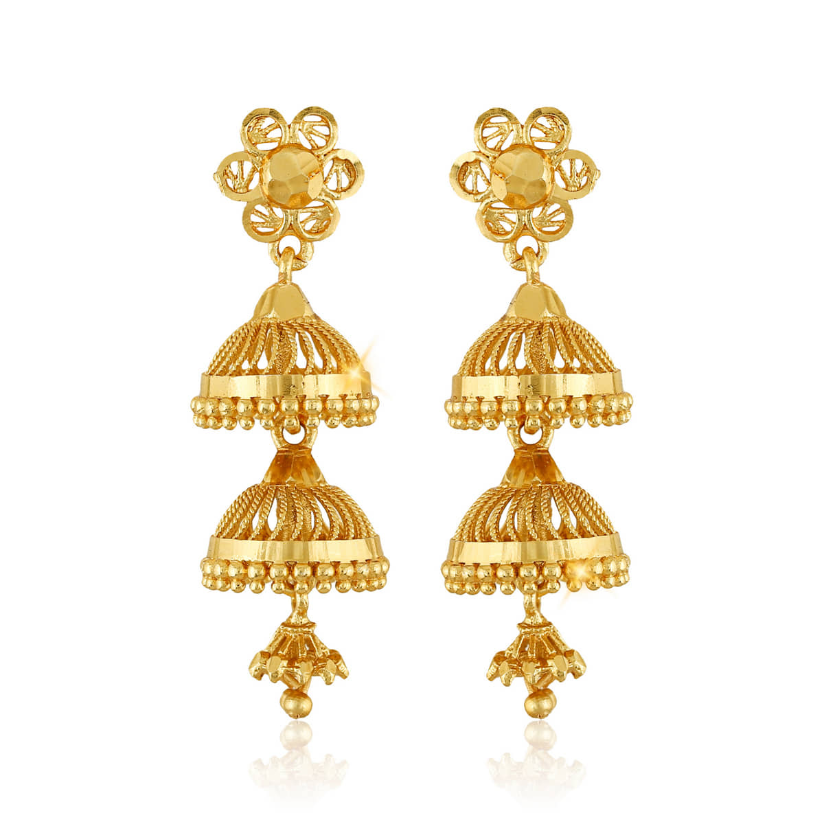 Vighnaharta - Golden Jhumki Earrings ( Pack of 1 ) - Earrings | Buy online on ZillyBuy