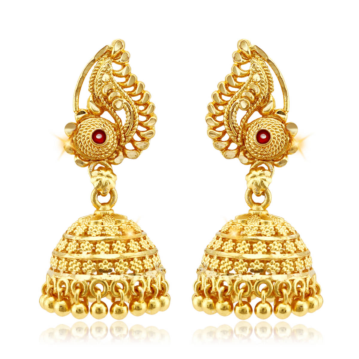 Vighnaharta - Golden Jhumki Earrings ( Pack of 1 ) - Earrings | Buy online on ZillyBuy