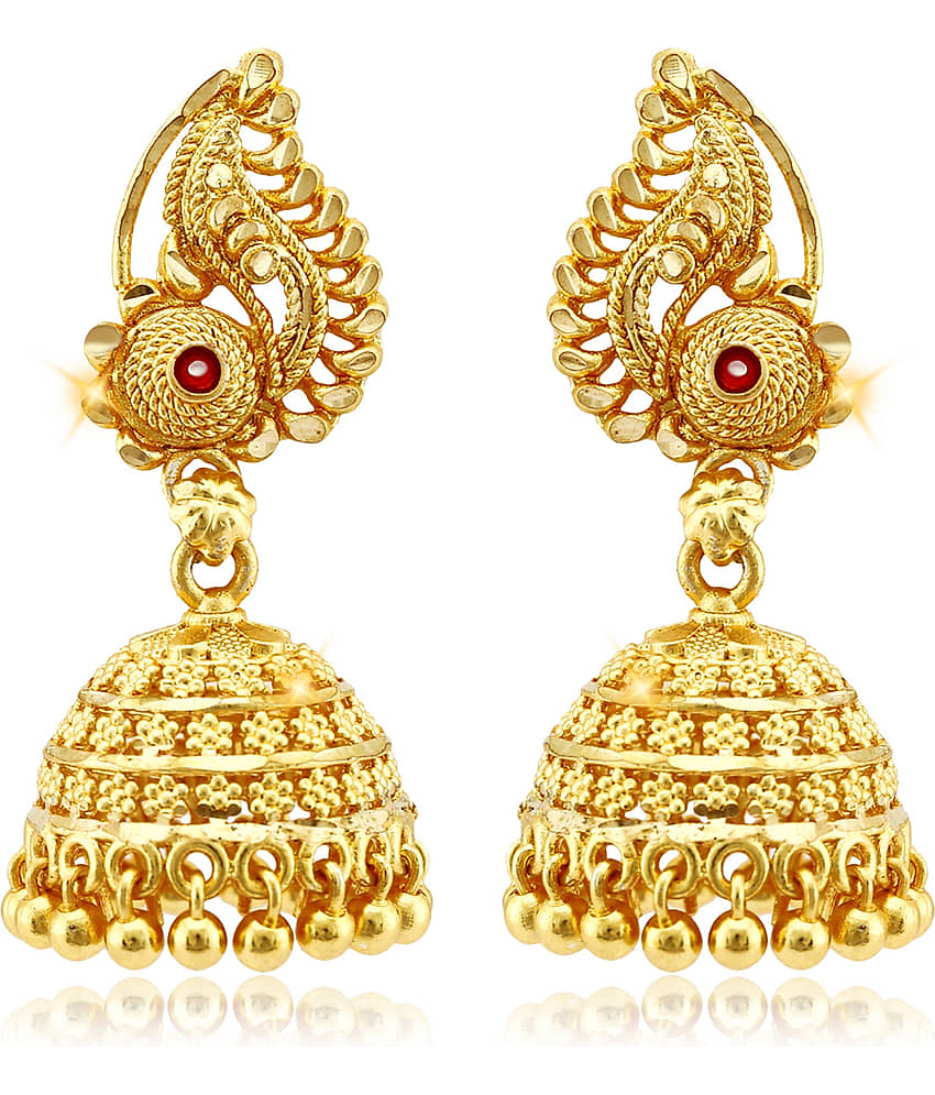 Vighnaharta - Golden Jhumki Earrings ( Pack of 1 ) - Earrings | Buy online on ZillyBuy