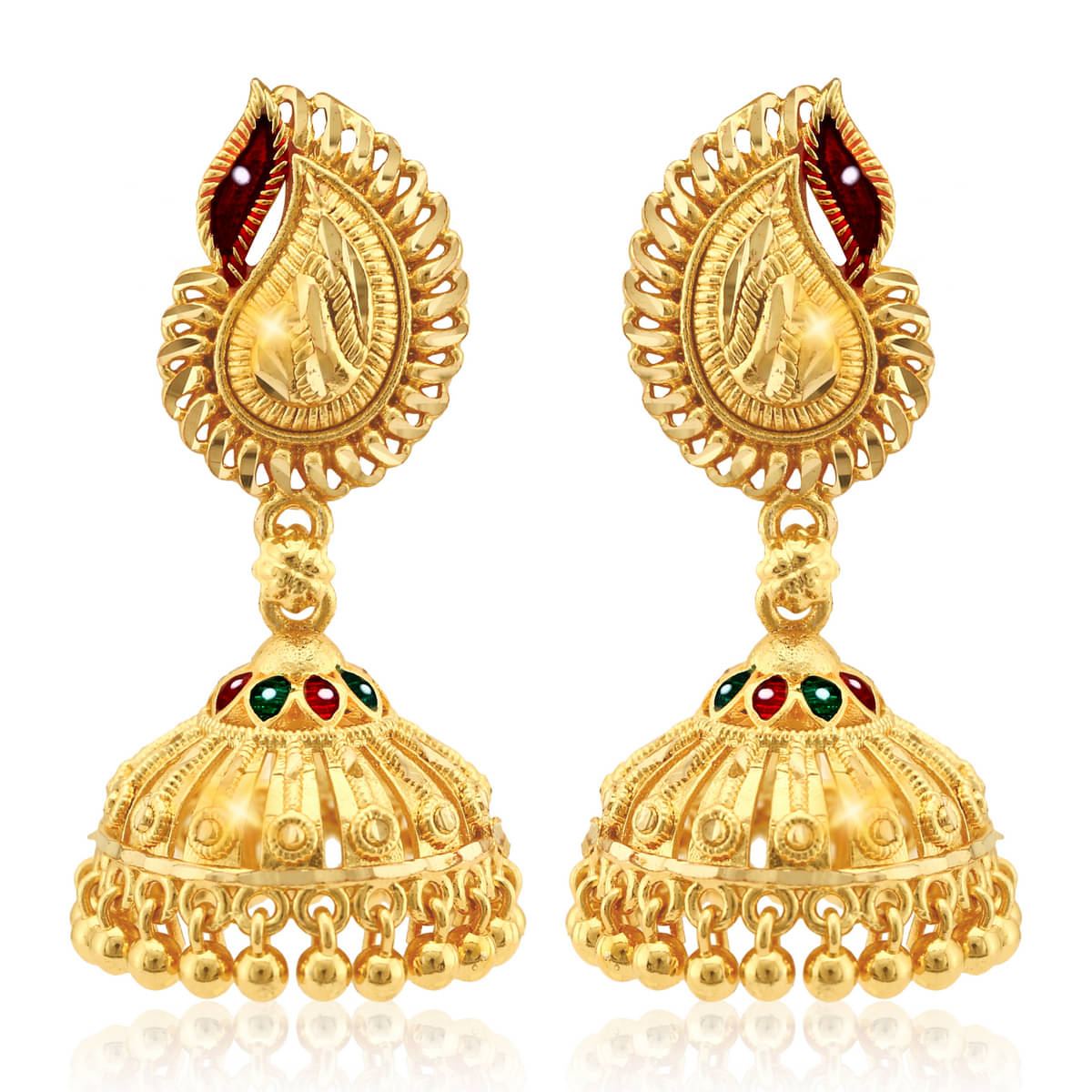     			Vighnaharta - Golden Jhumki Earrings ( Pack of 1 )
