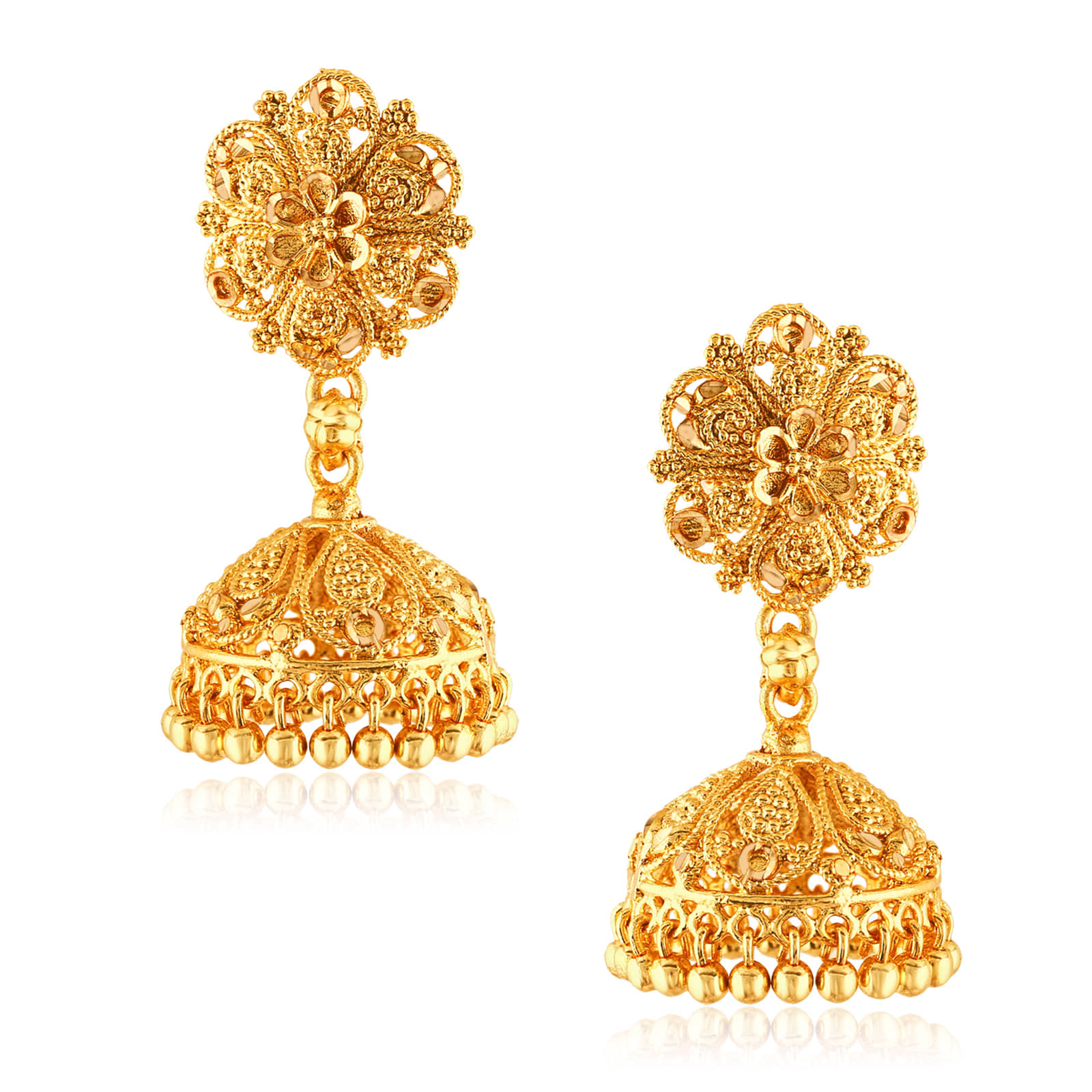 Vighnaharta - Golden Jhumki Earrings ( Pack of 1 ) - Earrings | Buy online on ZillyBuy