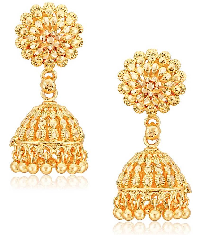 Vighnaharta - Golden Jhumki Earrings ( Pack of 1 ) - Earrings | Buy online on ZillyBuy