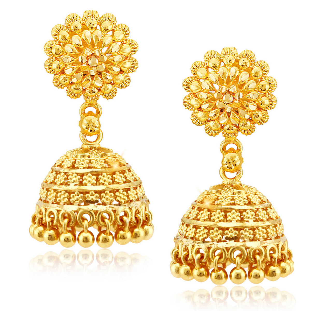 Vighnaharta - Golden Jhumki Earrings ( Pack of 1 ) - Earrings | Buy online on ZillyBuy