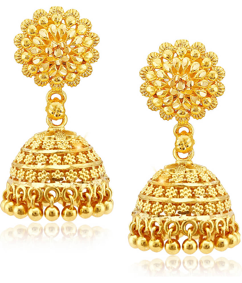 Vighnaharta - Golden Jhumki Earrings ( Pack of 1 ) - Earrings | Buy online on ZillyBuy