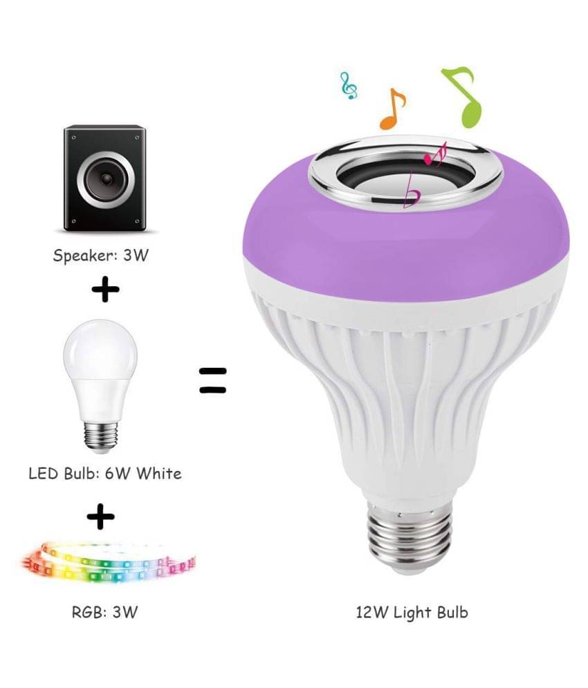     			Music Light Bulb, E27 & B22 LED Light Bulb With Bluetooth Speaker RGB Self Changing Color Lamp Built-In Audio Speaker