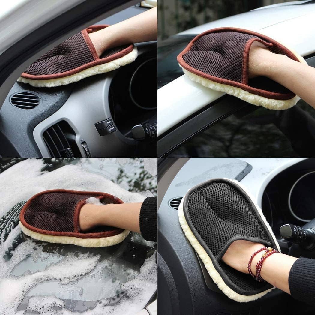 Car Wash Gloves Car Care Microfiber Cleaning Tools Car Wool Brush Soft Car Auto Car & Bike Cleaner Car-Styling Washing Machine -Pack of 1- (Assorted Color)
