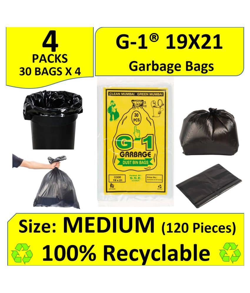 G-1 Medium 120 pcs - 19X21 Disposable Garbage Trash Waste Dustbin Bags