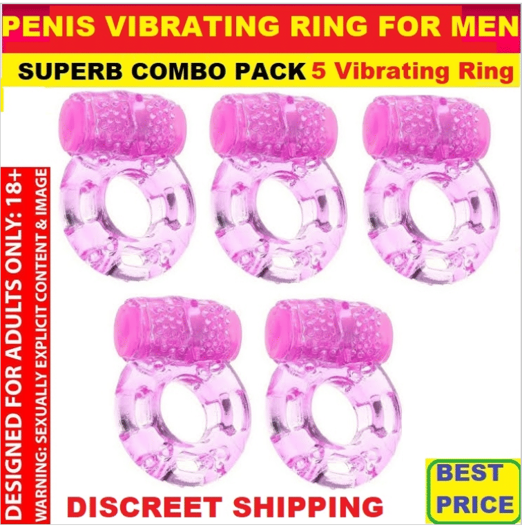 5 Rings Combo Vibrating Ring For Penis Sex Toy For Men Wearable Over Condom  10x Vibrator