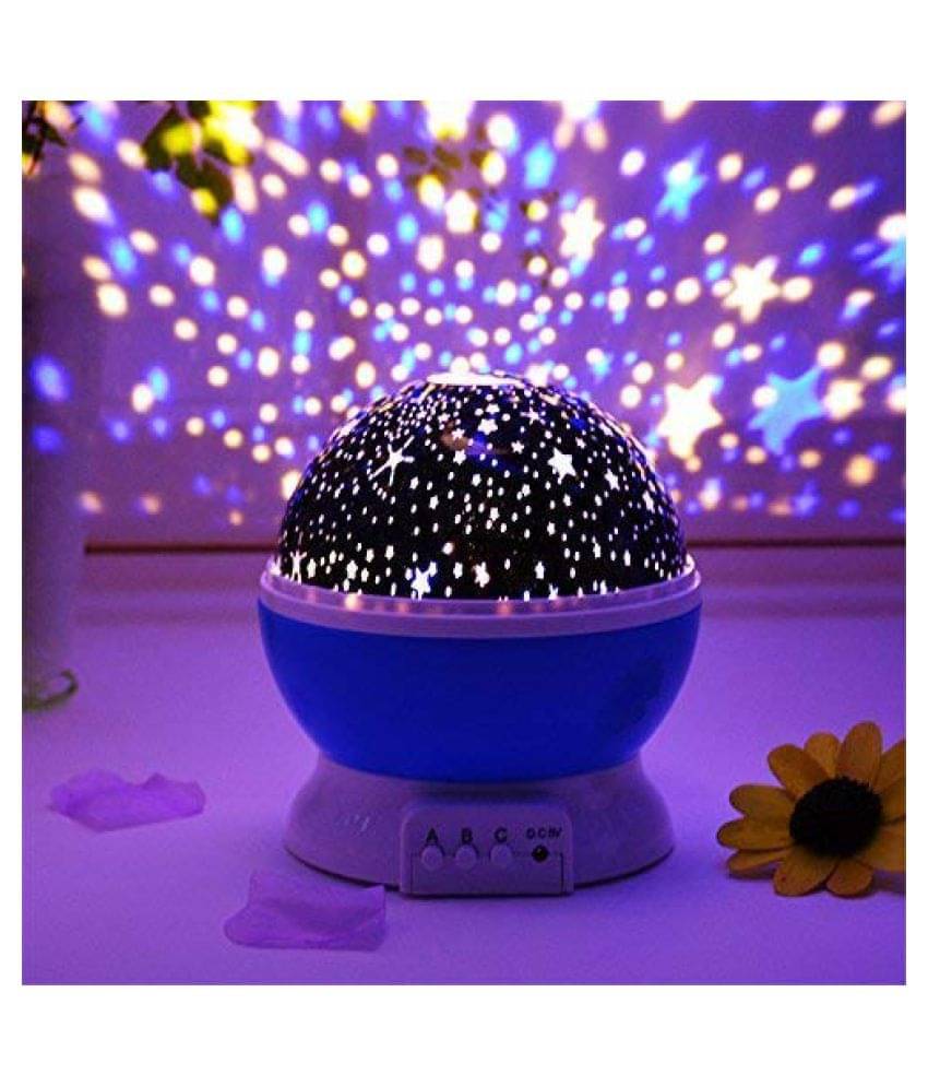     			wevdot Star Master Colorful LED 360 Degree Rotating Moon Light Romantic Sky Projector Night Lamp with USB Cable, Kids Room Night Bulb - Pack of 1